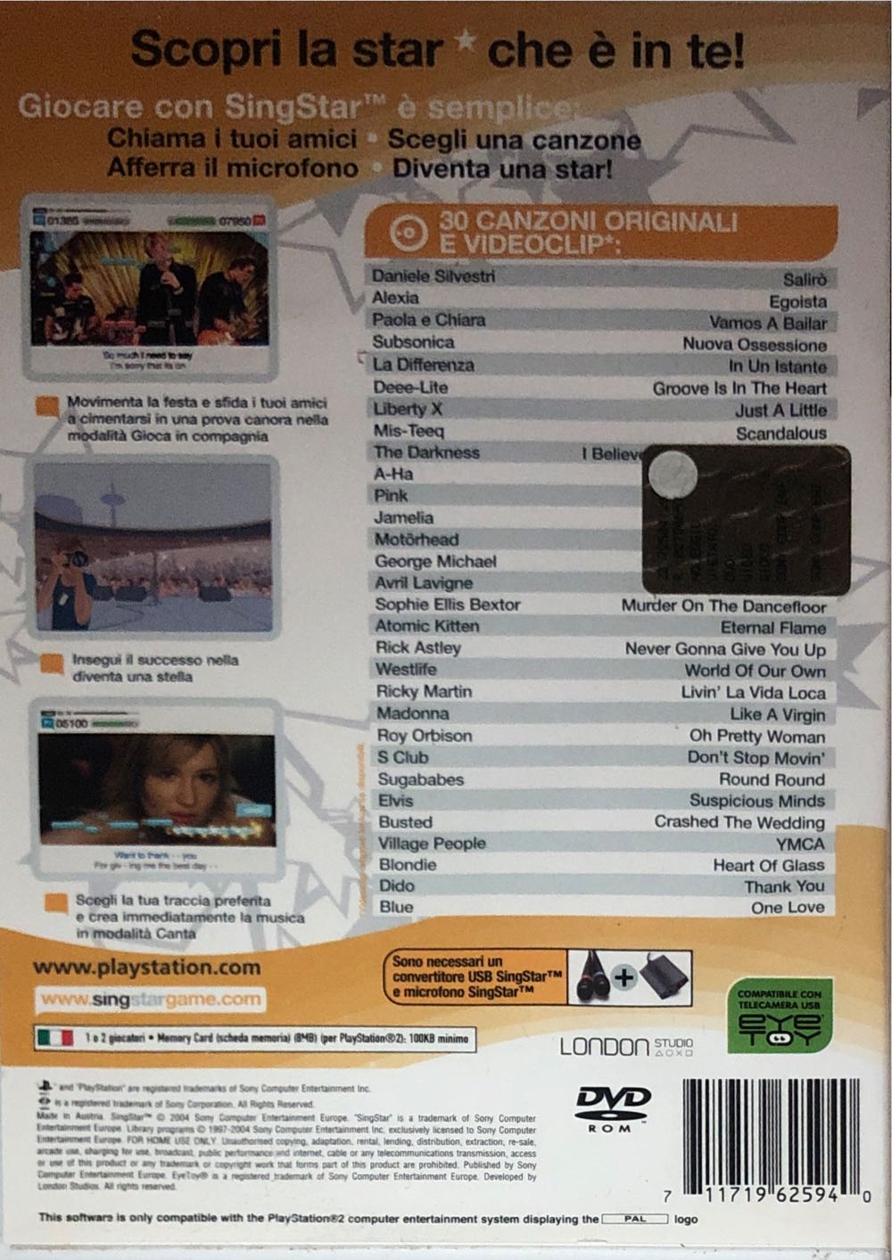 Singstar - Sony PlayStation 2 (PS2) (Sony Computer Entertainment - 1-2) video game collectible [Barcode 711719625940] - Main Image 2