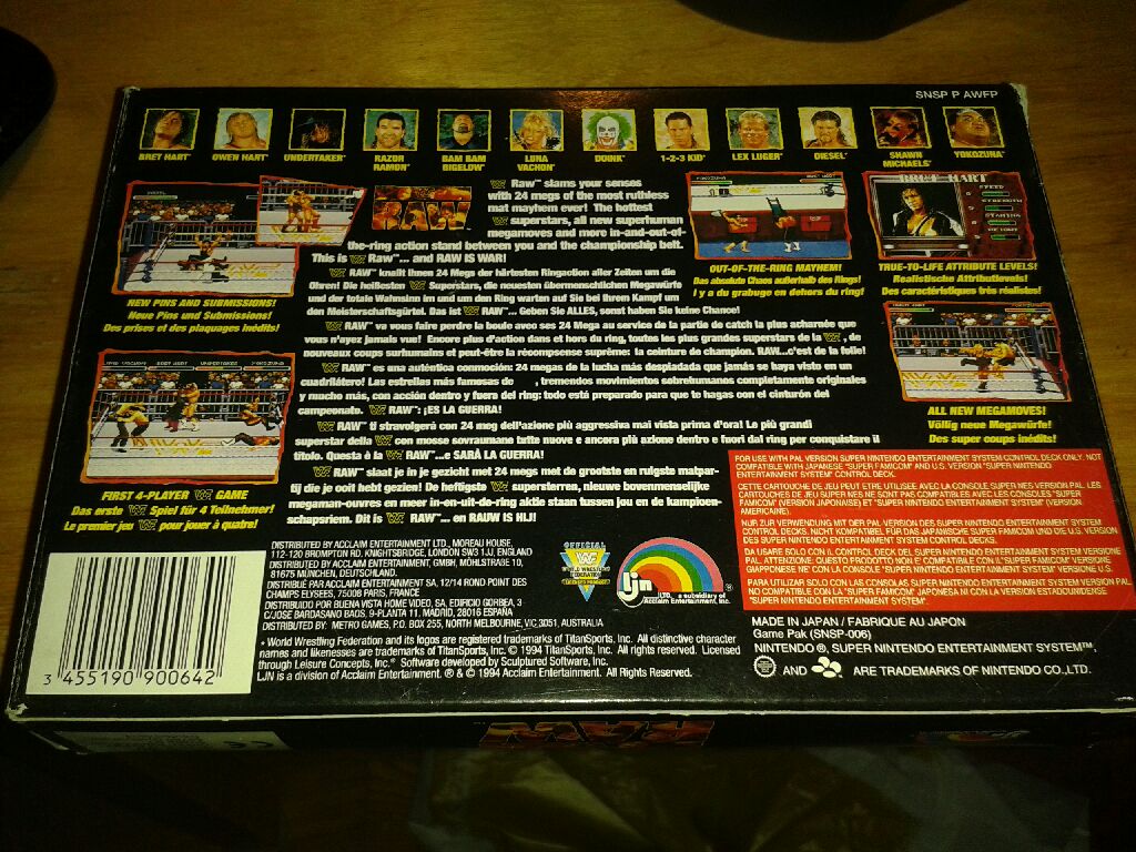WWF Raw - Nintendo Super Nintendo Entertainment System (SNES) (LJN - 1-4) video game collectible [Barcode 455490900642] - Main Image 2