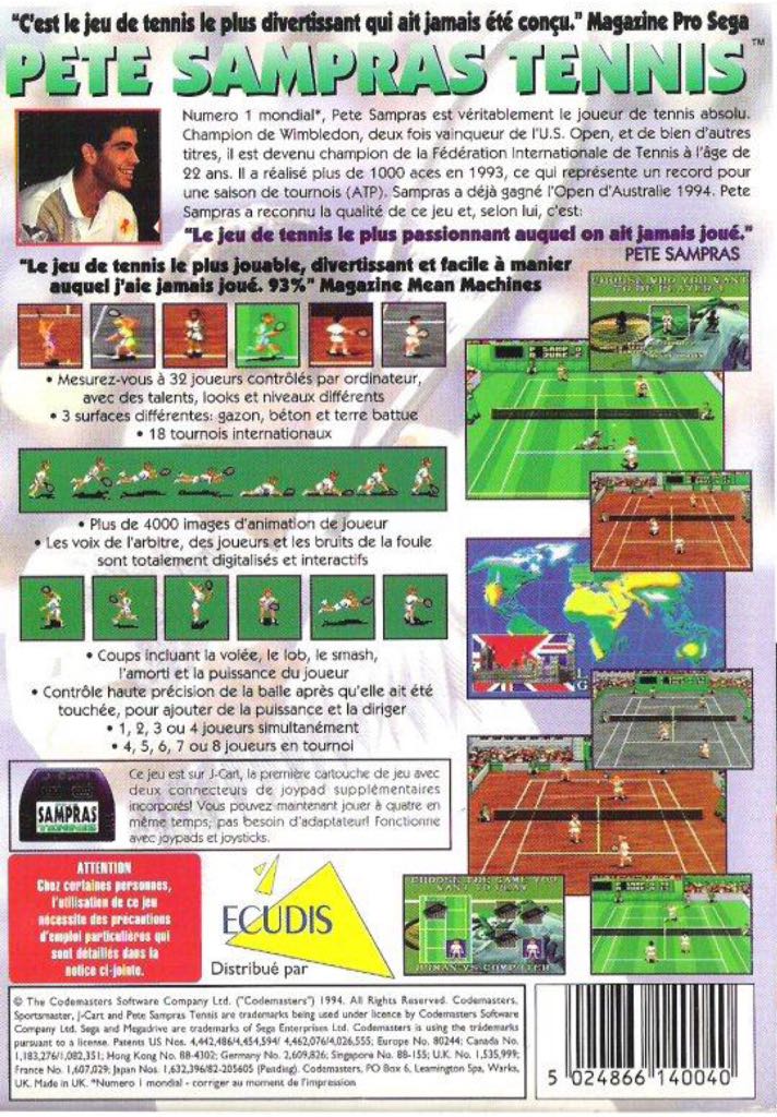 Pete Sampras Tennis - Sega Mega Drive (2) video game collectible - Main Image 2