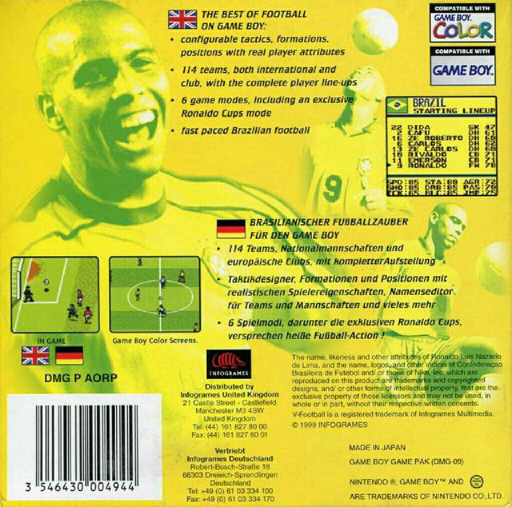Ronaldo V-Football - Nintendo Game Boy Color (Infogrames) video game collectible - Main Image 2