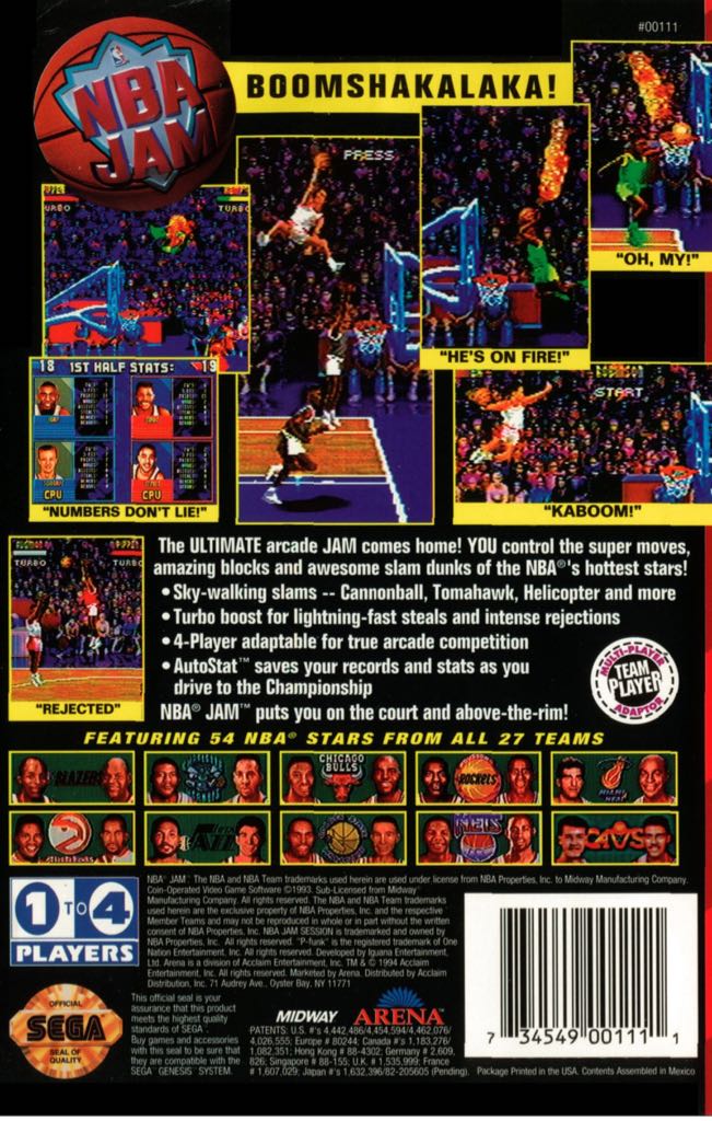 Nba Jam - Sega Genesis (Mega Drive) video game collectible - Main Image 2