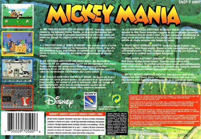 Mickey Mania - Nintendo Super Nintendo Entertainment System (SNES) video game collectible - Main Image 2