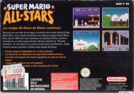 Super Mario All-Stars - Nintendo Super Nintendo Entertainment System (SNES) (Nintendo - 2) video game collectible [Barcode 045496330347] - Main Image 2