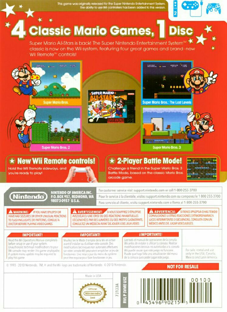 Super Mario All-Stars - Nintendo Wii (Nintendo - 2) video game collectible [Barcode 045496904197] - Main Image 2