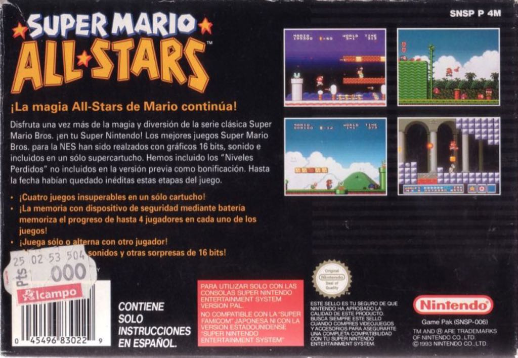 Super Mario All-Stars - Nintendo Super Nintendo Entertainment System (SNES) (Nintendo - 2) video game collectible - Main Image 2