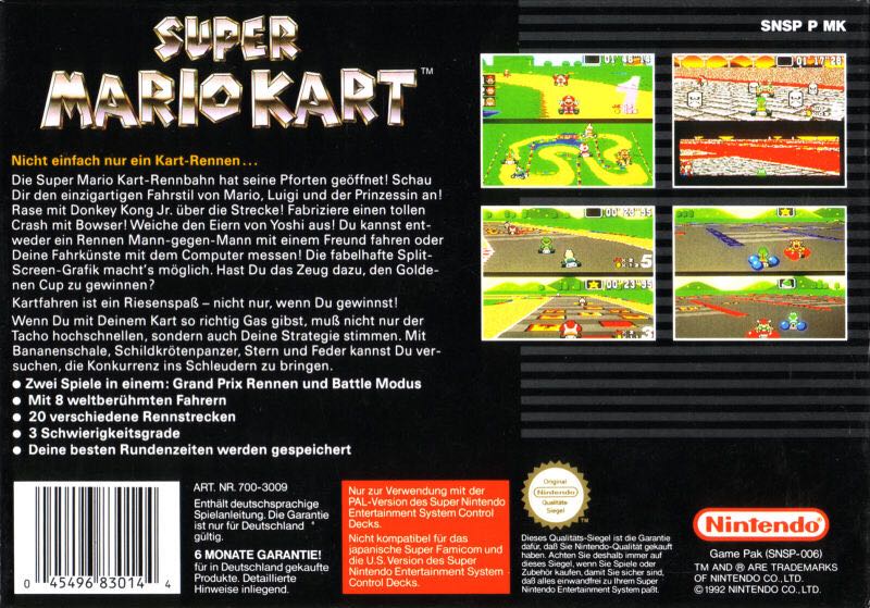 Super Mario Kart - Nintendo Super Nintendo Entertainment System (SNES) (1992 Nintendo - 2) video game collectible - Main Image 2