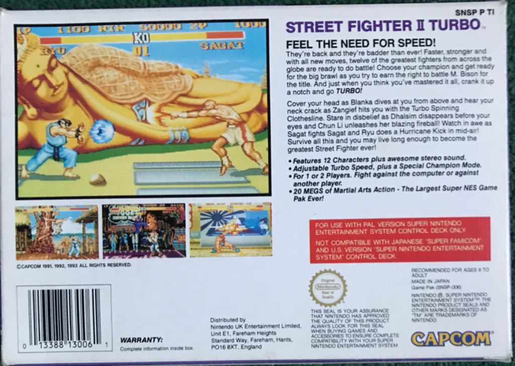 Street Fighter II Turbo - Nintendo Super Nintendo Entertainment System (SNES) video game collectible - Main Image 2