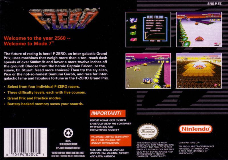 F-Zero - Nintendo Super Nintendo Entertainment System (SNES) video game collectible - Main Image 2