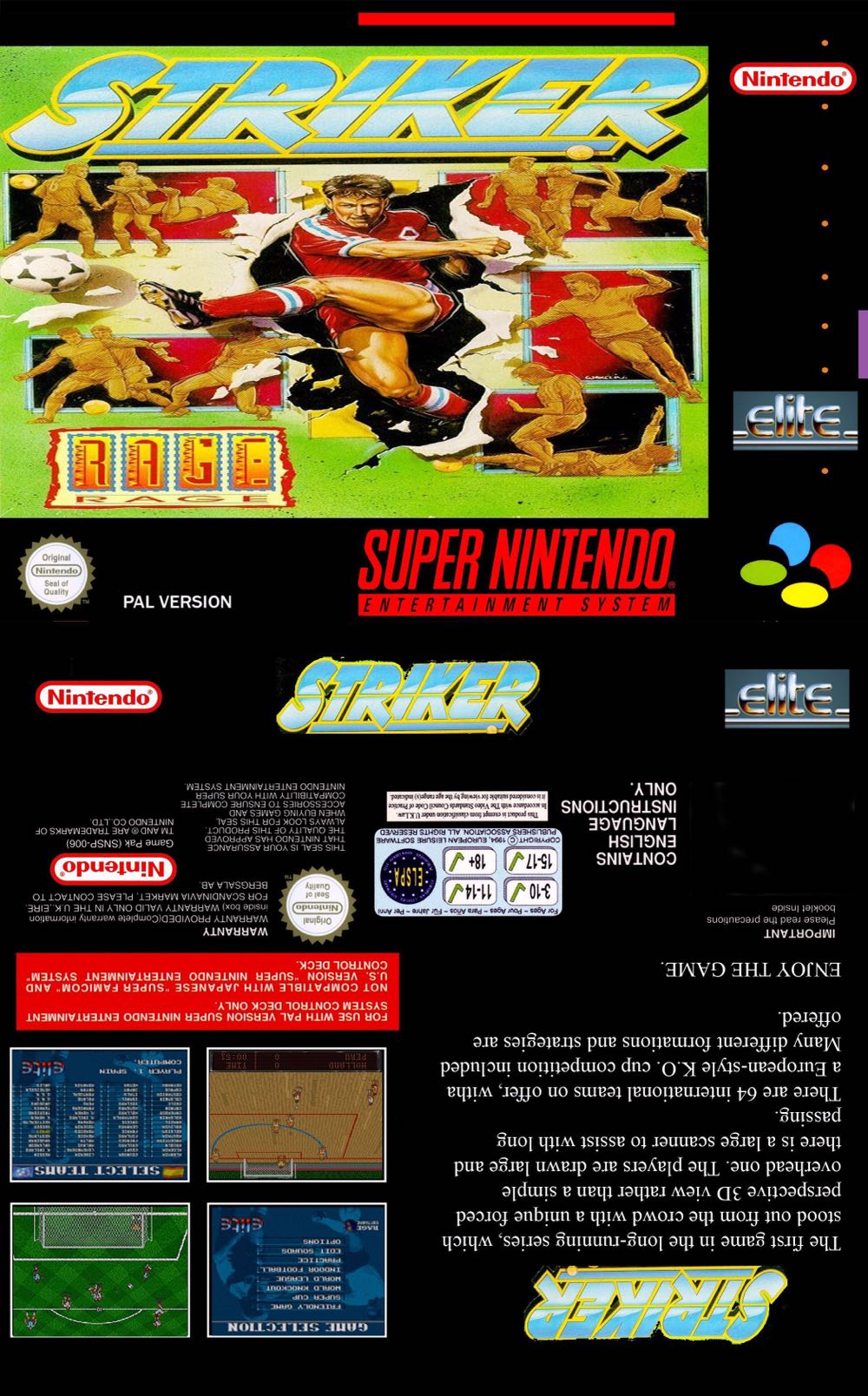 Striker - Nintendo Super Nintendo Entertainment System (SNES) (Elite Systems, Ltd. - 1-2) video game collectible - Main Image 2