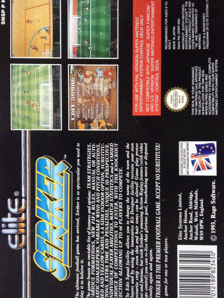 Striker - Nintendo Super Nintendo Entertainment System (SNES) video game collectible - Main Image 2