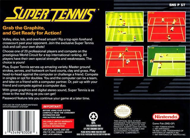 Super Tennis - Nintendo Super Nintendo Entertainment System (SNES) video game collectible - Main Image 2