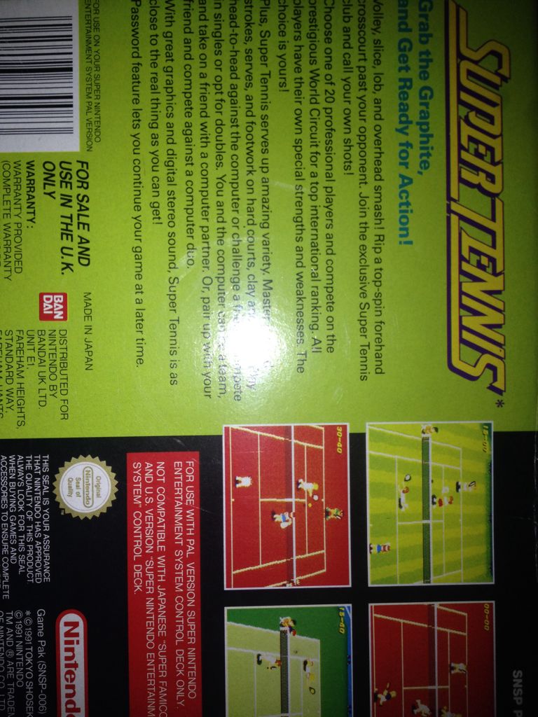 Super Tennis - Nintendo Super Nintendo Entertainment System (SNES) (Nintendo - 2) video game collectible - Main Image 2