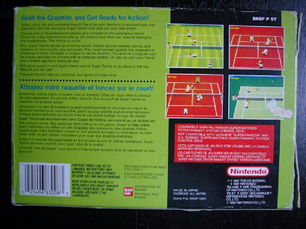 Super Tennis - Nintendo Super Nintendo Entertainment System (SNES) video game collectible - Main Image 2