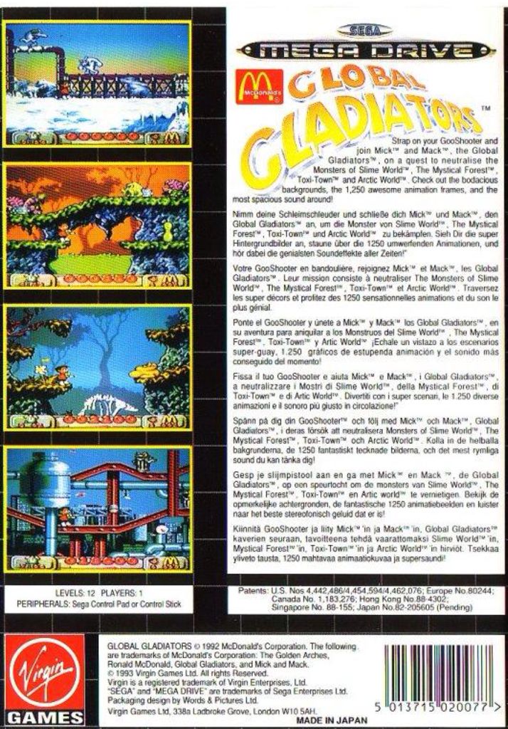 Global Gladiators - Sega Mega Drive (Virgin Games - 1) video game collectible [Barcode 5013715020077] - Main Image 2