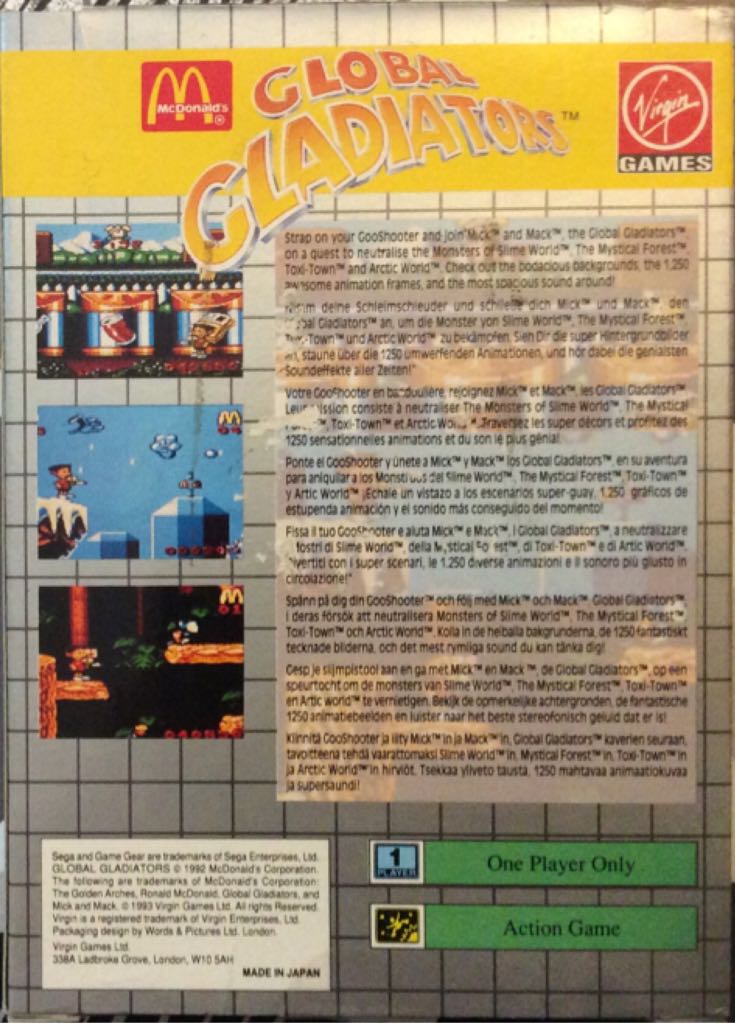 Global Gladiators - Sega Game Gear (Sega - 1) video game collectible [Barcode 5013715030052] - Main Image 2
