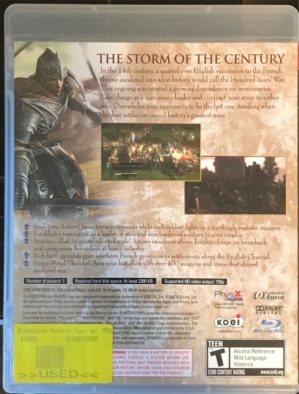 Bladestorm: The Hundred Years War - Sony PlayStation 3 (PS3) video game collectible [Barcode 5060073303304] - Main Image 2