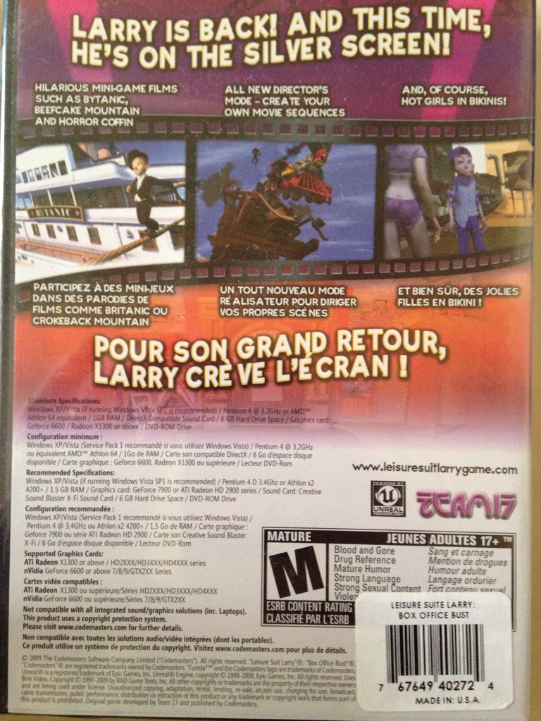 Leisure Suit Larry: Box Office Bust - PC (Funsta - 1) video game collectible [Barcode 767649402724] - Main Image 2