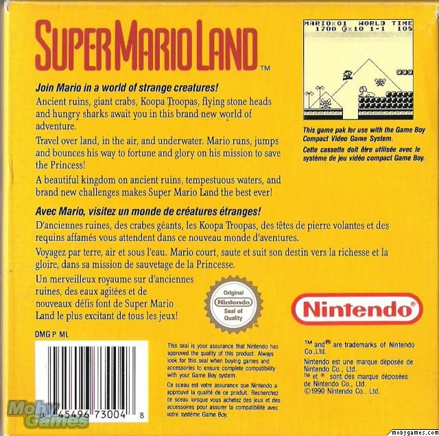 Super Mario Land - Nintendo Game Boy (Nintendo - 1) video game collectible [Barcode 625904363909] - Main Image 2