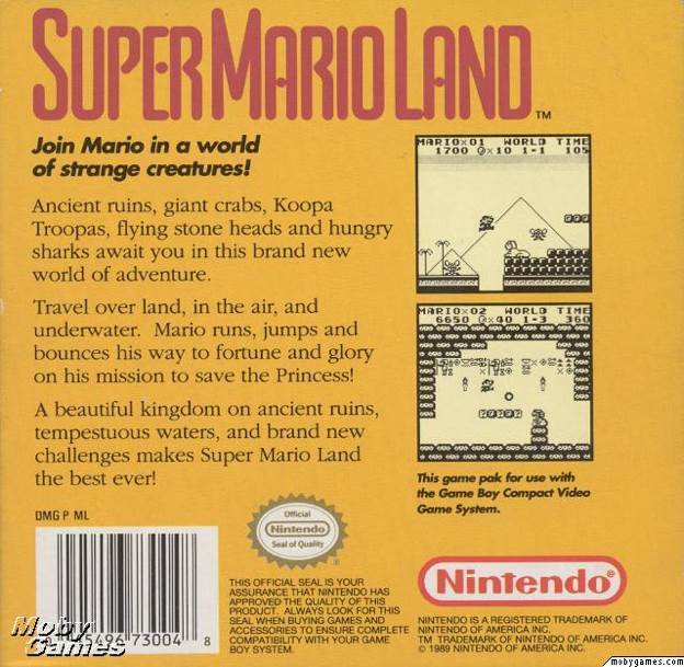 Super Mario Land - Nintendo Game Boy (Nintendo - 1) video game collectible - Main Image 2