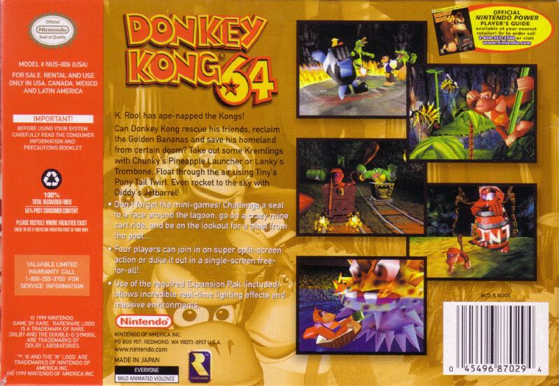 Donkey Kong 64 - Nintendo 64 (N64) (Nintendo Co., Ltd. - 2) video game collectible - Main Image 2