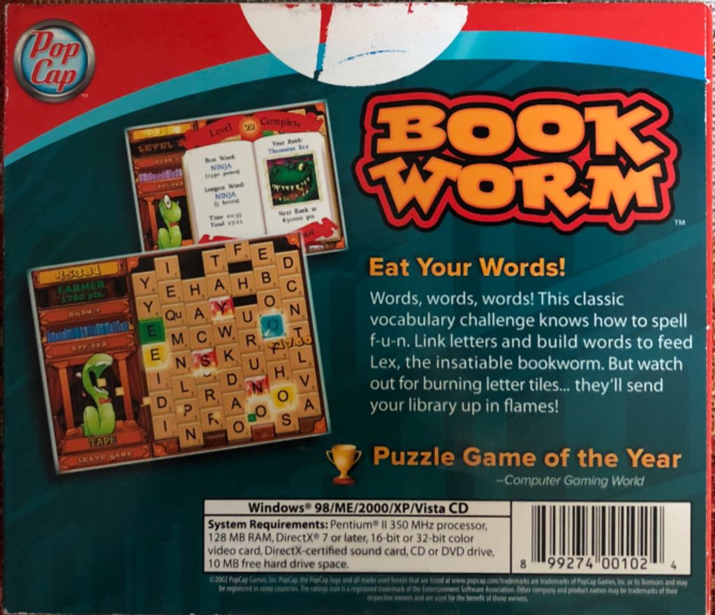Bookworm - PC (Pop Cap) video game collectible [Barcode 5031366017475] - Main Image 2