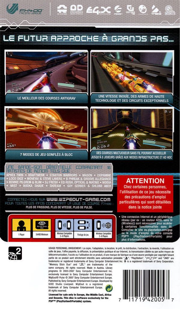 Wipeout Pulse - Sony PlayStation Portable (PSP) (SCEE - 1-2) video game collectible [Barcode 711719131670] - Main Image 2