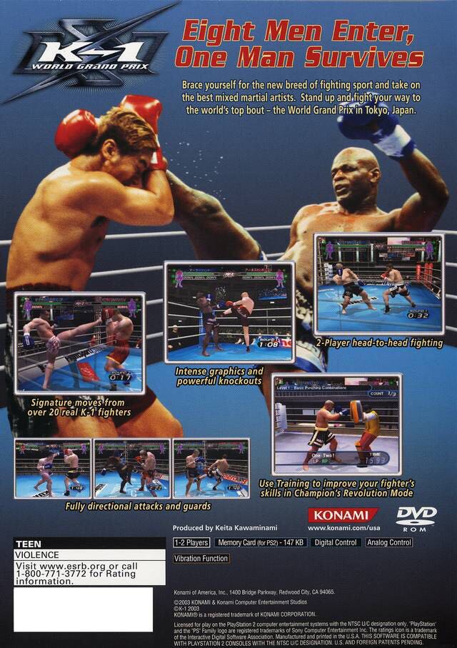 K1 World Grand Prix - Sony PlayStation 2 (PS2) (Konami - 1-2) video game collectible [Barcode 083717200581] - Main Image 2