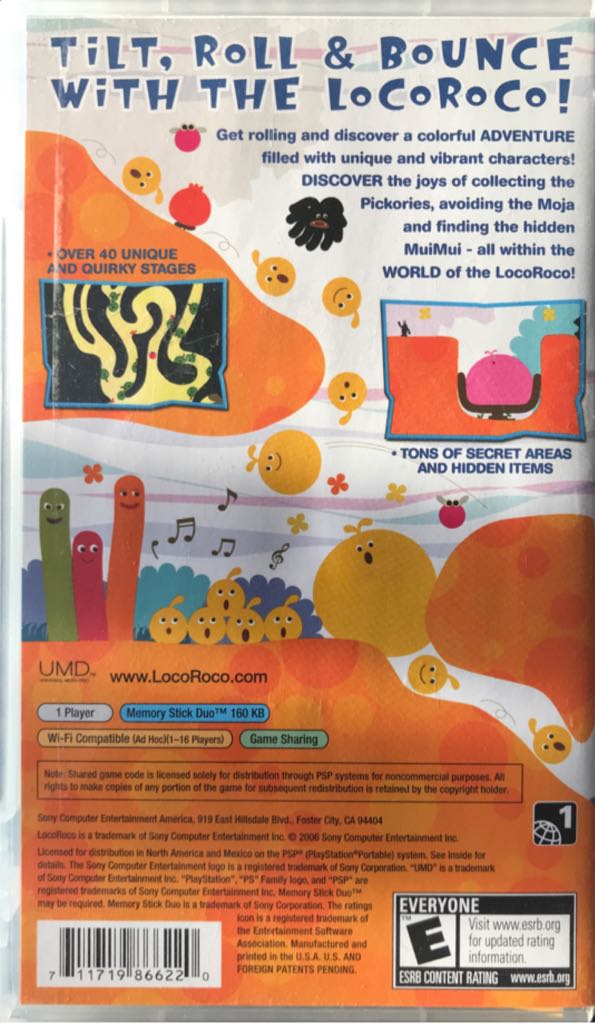 Loco Roco - Sony PlayStation Portable (PSP) (Sony Computer Entertainment - 1) video game collectible [Barcode 0711719866220] - Main Image 2