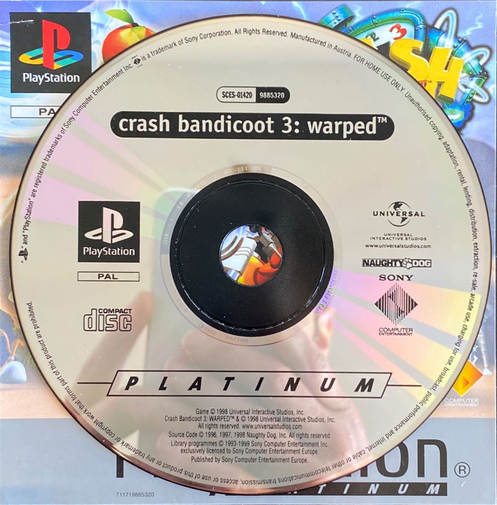 Crash Bandicoot 3 Warped (Platinum Edition) - Sony PlayStation (Sony - 1) video game collectible [Barcode 711719885320] - Main Image 4