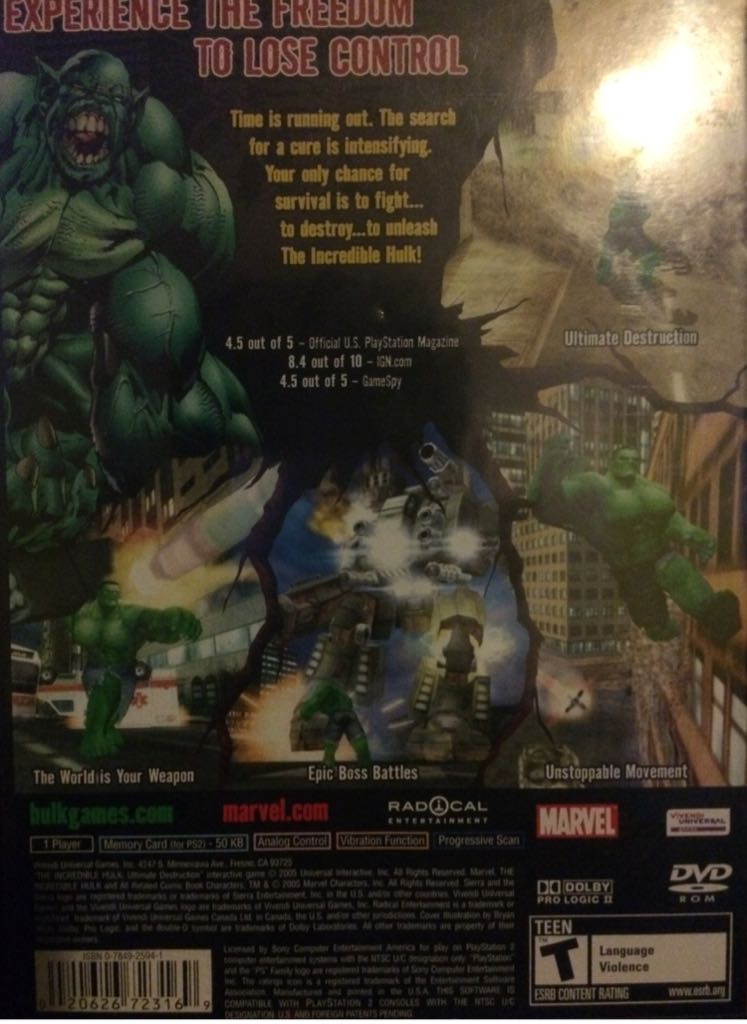 The Incredible Hulk: Ultimate Destruction - Sony PlayStation 2 (PS2) video game collectible - Main Image 2