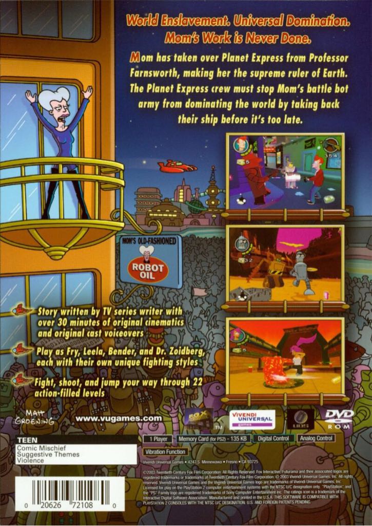 Futurama - Sony PlayStation 2 (PS2) (Sony Computer Entertainment - 1) video game collectible [Barcode 020626721080] - Main Image 2