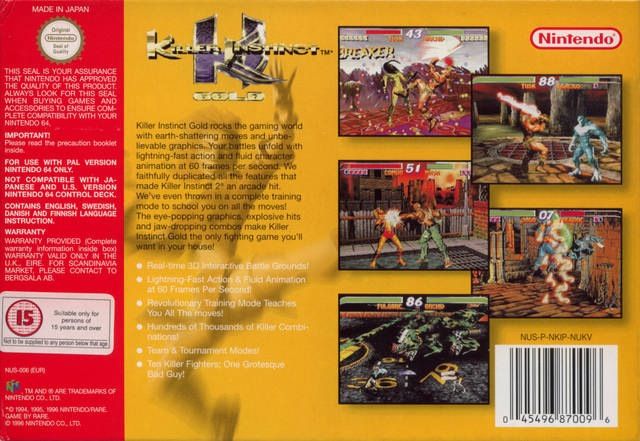 Killer Instinct Gold - Nintendo 64 (N64) video game collectible - Main Image 2