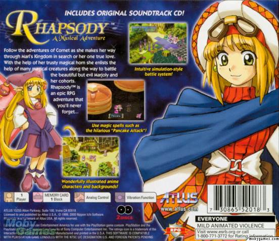 Rhapsody: A Musical Adventure - Sony PlayStation (Atlus - 1) video game collectible [Barcode 730865520183] - Main Image 2