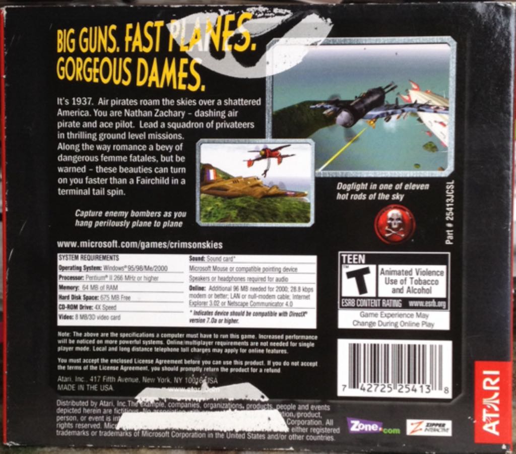 Crimson Skies - PC (Zipper Interactive) video game collectible [Barcode 659556459772] - Main Image 2