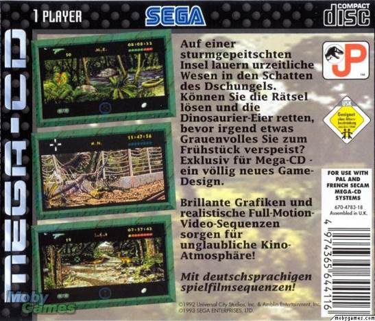 Jurassic Park - Sega Mega CD video game collectible [Barcode 4974365644116] - Main Image 2