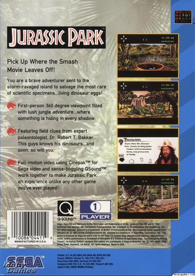 Jurassic Park - Sega CD (Sega - 1) video game collectible - Main Image 2