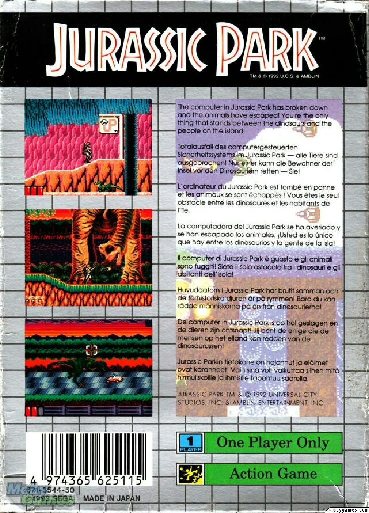 Jurassic Park - Sega Game Gear video game collectible - Main Image 2