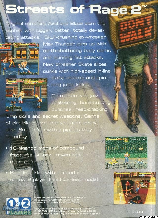Streets of Rage 2 - Sega Genesis (Mega Drive) (Sega - 1-2) video game collectible - Main Image 2