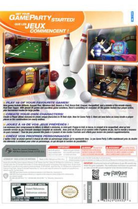 Game Party 3 - Nintendo Wii (Warner Bros. Interactive Entertainment - 1-4) video game collectible [Barcode 5051892010382] - Main Image 2