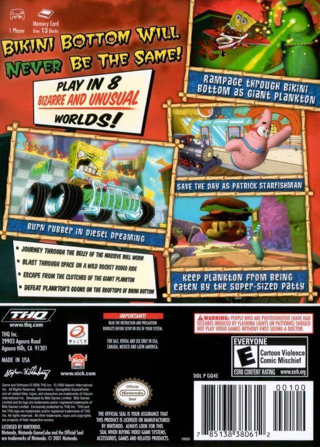 Spongebob Squarepants: Creature from the Krusty Krab - Nintendo GameCube (THQ - 1) video game collectible [Barcode 785138380612] - Main Image 2