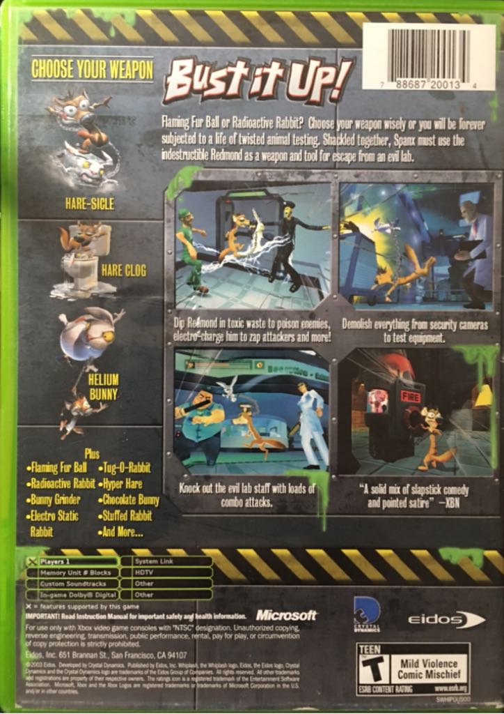 Whiplash - Microsoft Xbox (Eidos Interactive - 1) video game collectible [Barcode 788687200134] - Main Image 2