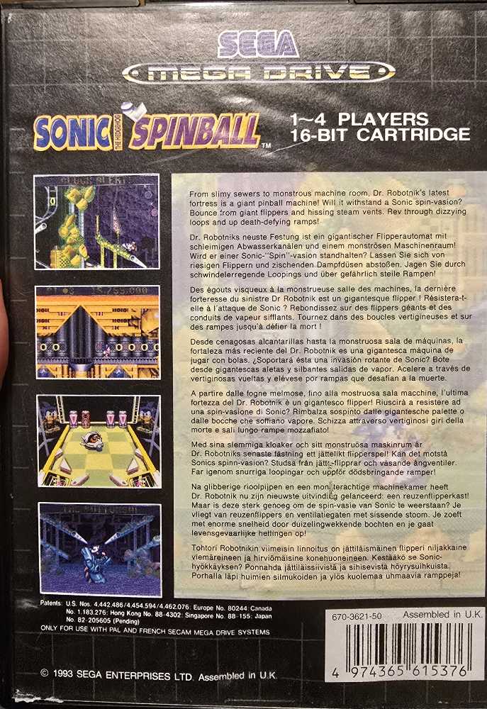 Sonic Spinball - Sega Mega Drive (Sega - 1) video game collectible - Main Image 2