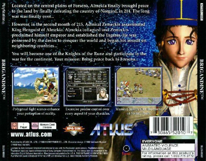 Brigandine: The Legend of Forsena - Sony PlayStation (Atlus - 1) video game collectible [Barcode 73085201] - Main Image 2