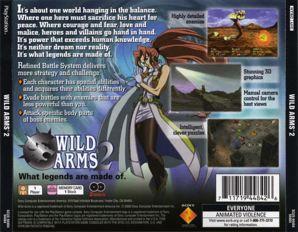 Wild Arms 2 - Sony PlayStation (SCEA - 1) video game collectible [Barcode 711719448426] - Main Image 2