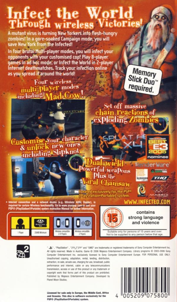 Infected - Sony PlayStation Portable (PSP) (Majesco Entertainment - 1) video game collectible [Barcode 4005209075800] - Main Image 2