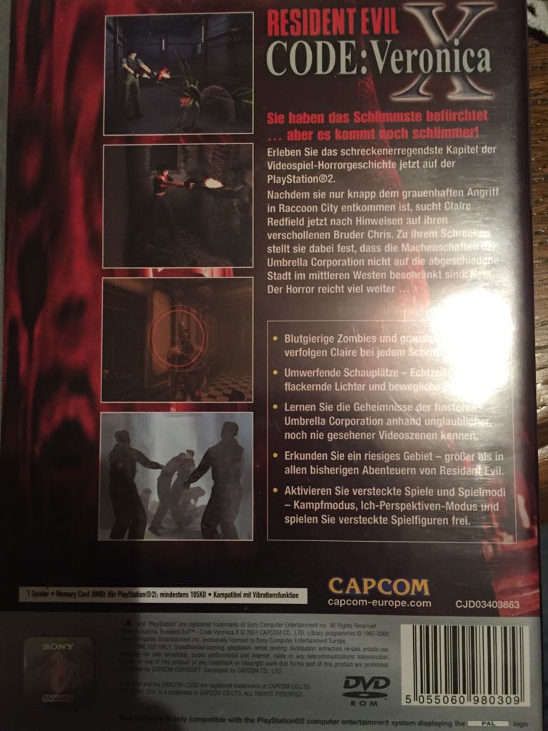 Resident Evil Code Veronica X - Sony PlayStation 2 (PS2) video game collectible [Barcode 5055060980309] - Main Image 2
