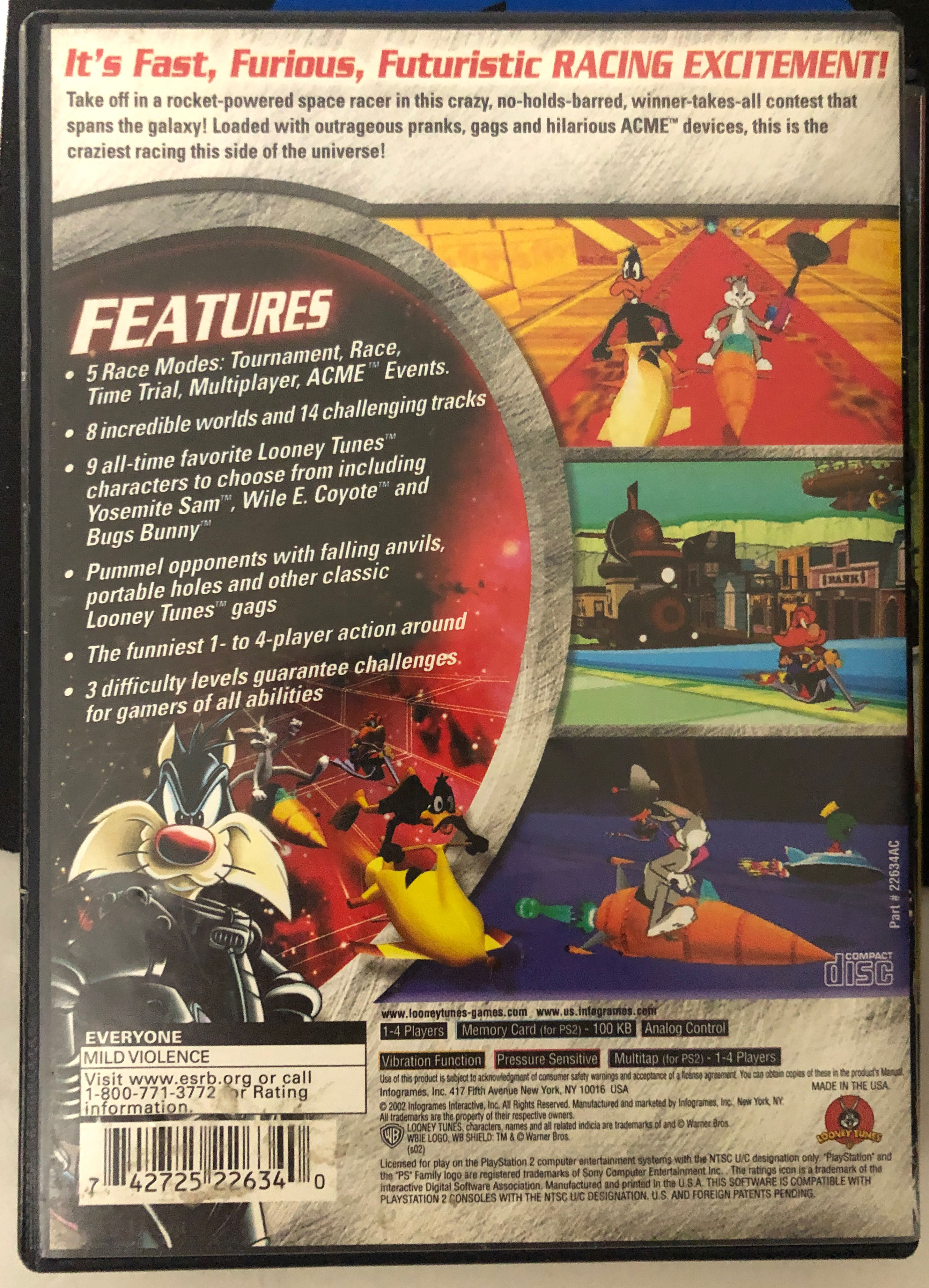 Looney Tunes: Space Race - Sony PlayStation 2 (PS2) (Infogrames - 4) video game collectible [Barcode 742725226340] - Main Image 2