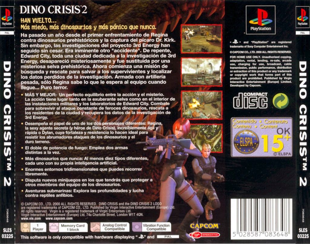 Dino Crisis 2 - Sony PlayStation (Virgin Interactive - 1) video game collectible - Main Image 2