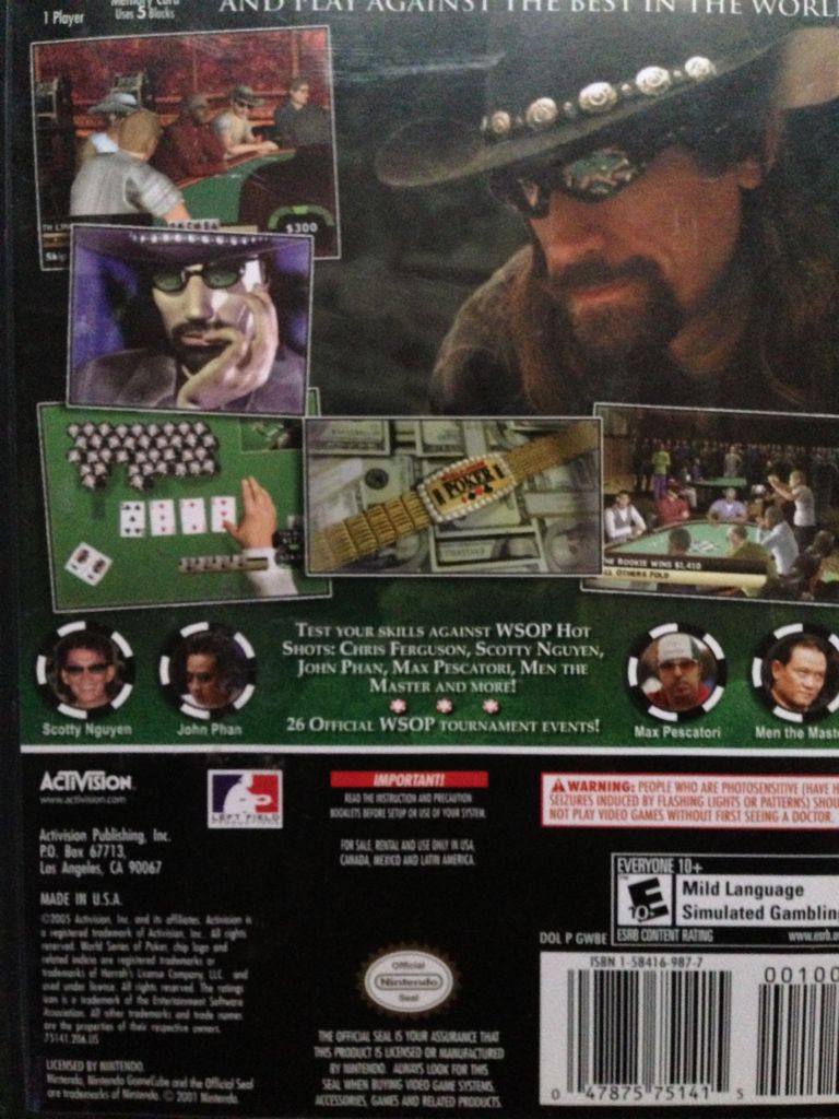 World Series of Poker - Nintendo GameCube (Activision - 1) video game collectible [Barcode 047875751415] - Main Image 2