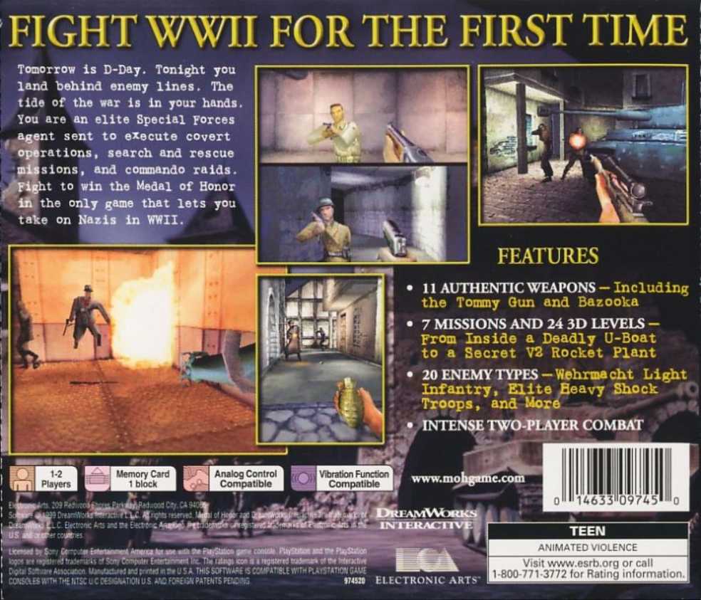 Medal of Honor - Sony PlayStation (Electronic Arts - 1) video game collectible [Barcode 1463309745] - Main Image 2